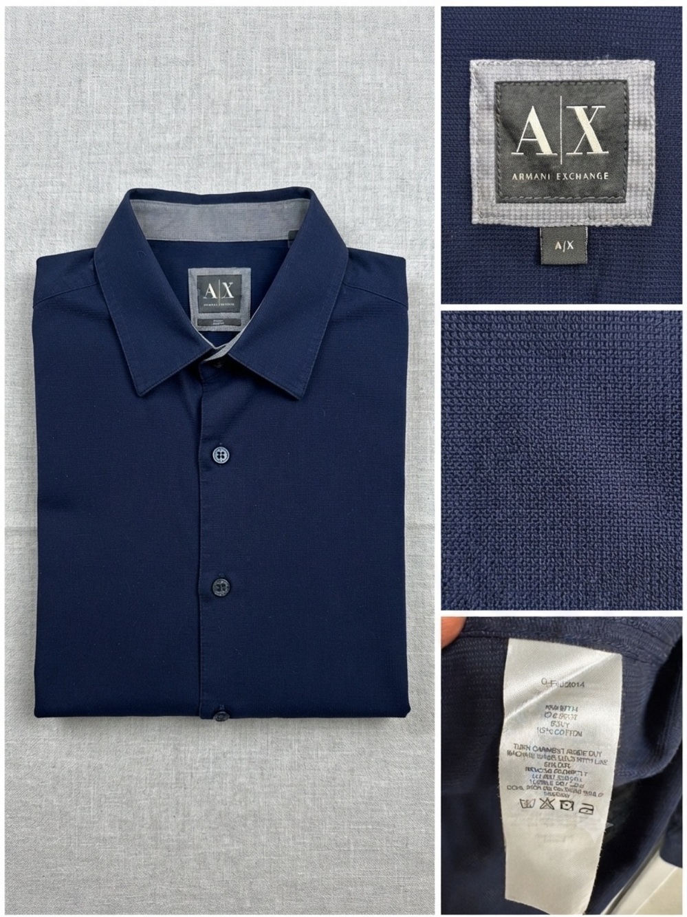 Armani Exchange Navy Blue Woven Button Down Shirt